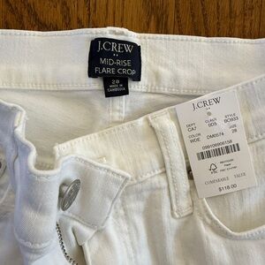 J.CREW White Mid-Rise Flare Crop Jeans